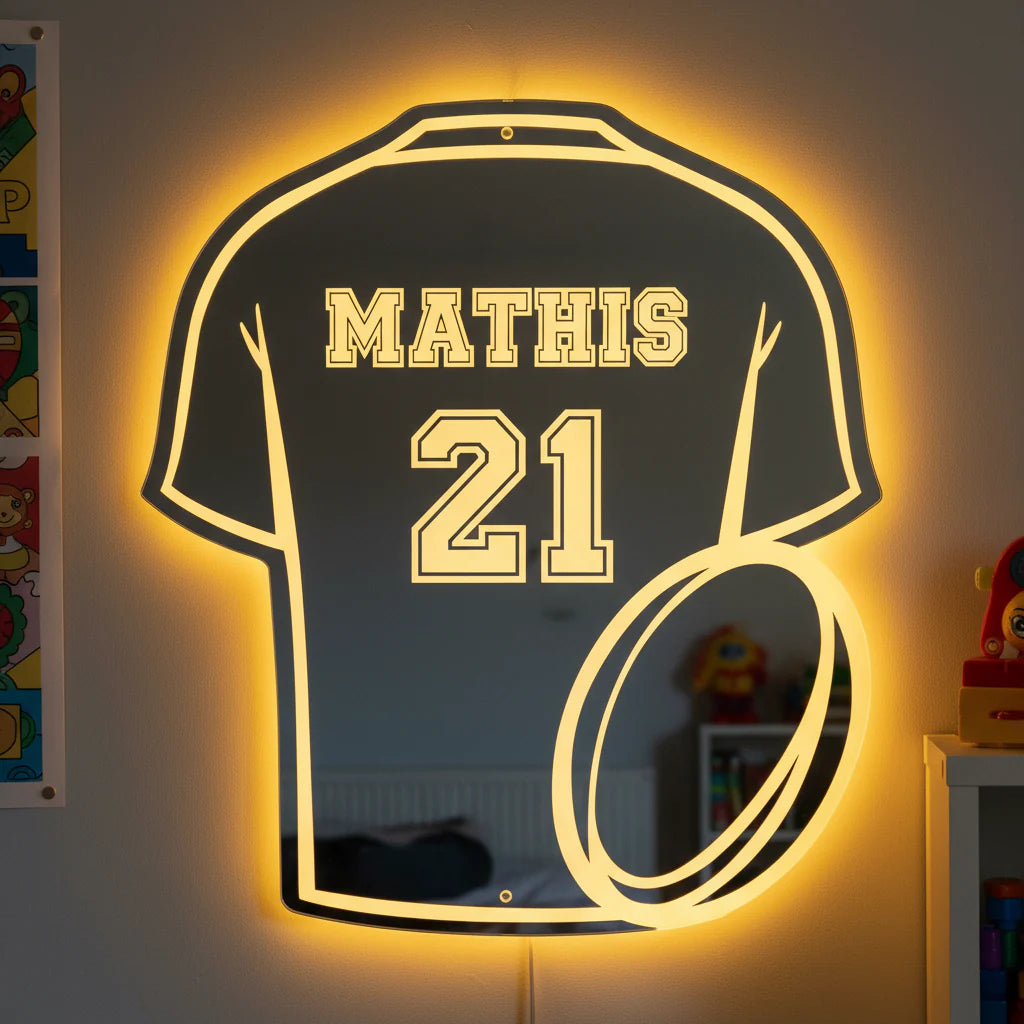LumiRugby | Personalised LED Mirror Lamp Rugby